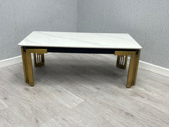 Sorrento Rectangular Ceramic Coffee Table – Cream & Gold