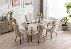 Sorrento Oval Ceramic Dining Table – Cream & Gold