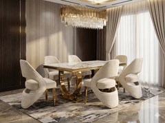 Arianna White & Gold Dining Table