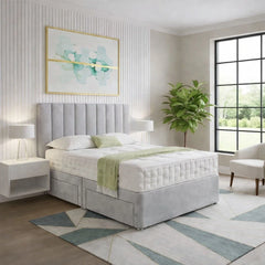 Reinforced plush divan bed with headboard – product view