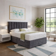 Reinforced plush divan bed with headboard – product view