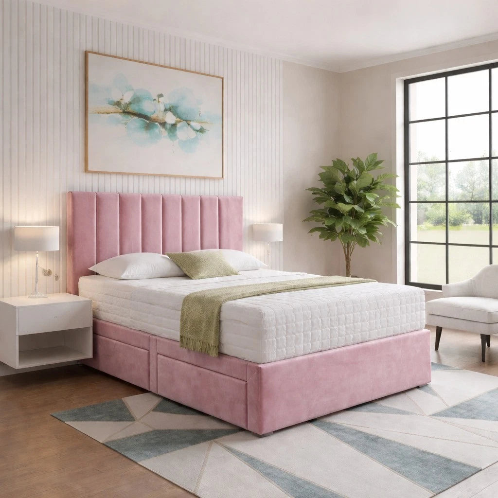 Reinforced plush divan bed with headboard – product view