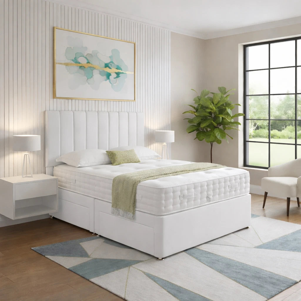 Reinforced plush divan bed with headboard – product view
