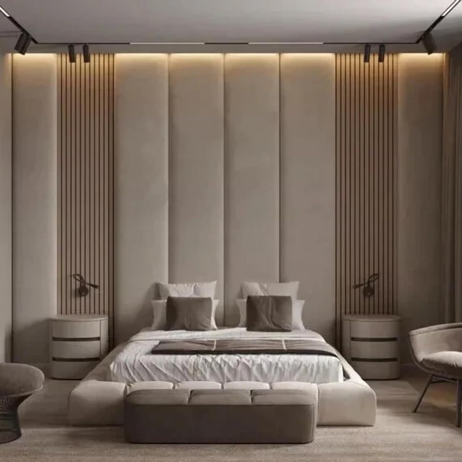 Floor to Ceiling Slatted Wall Panel Bed Frame – Contemporary Design