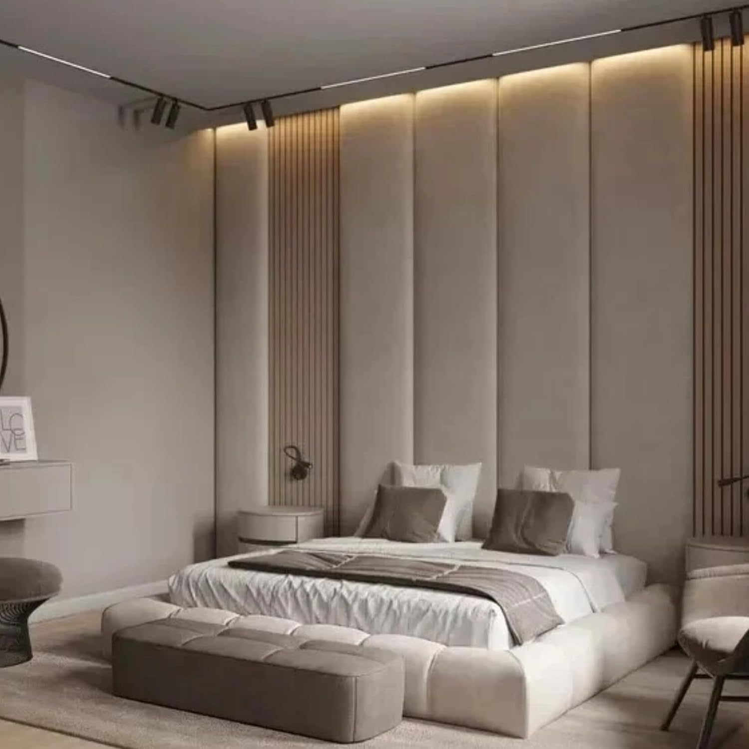 Floor to Ceiling Slatted Wall Panel Bed Frame – Contemporary Design