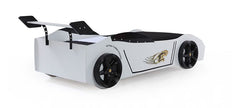 Kids Ferrari Style  Car Bed Frame | Red/White Car Bed with Rear Spoiler | Toddler & Single Car Bed